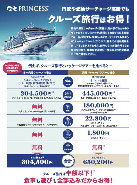 クルーズ旅行はお得!