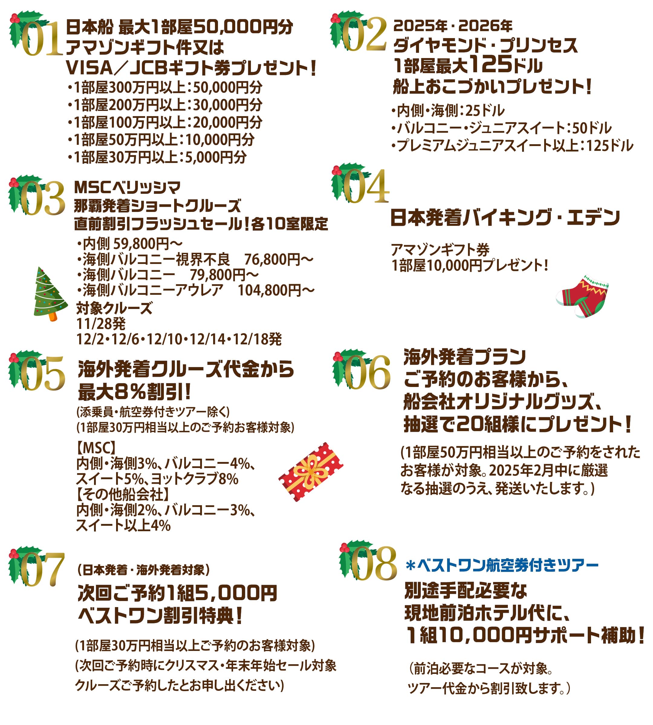 年末年始クルーズセール7大特典