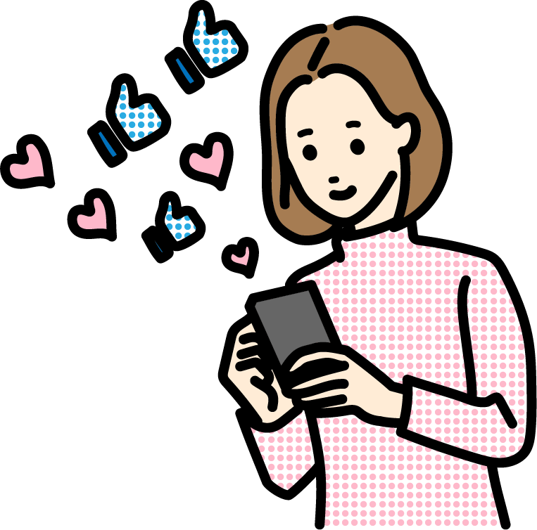 いいねを送る女性のイラスト