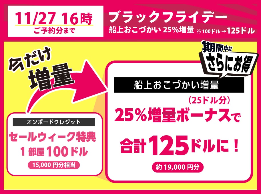 船上おこづかい25％増量キャンペーン