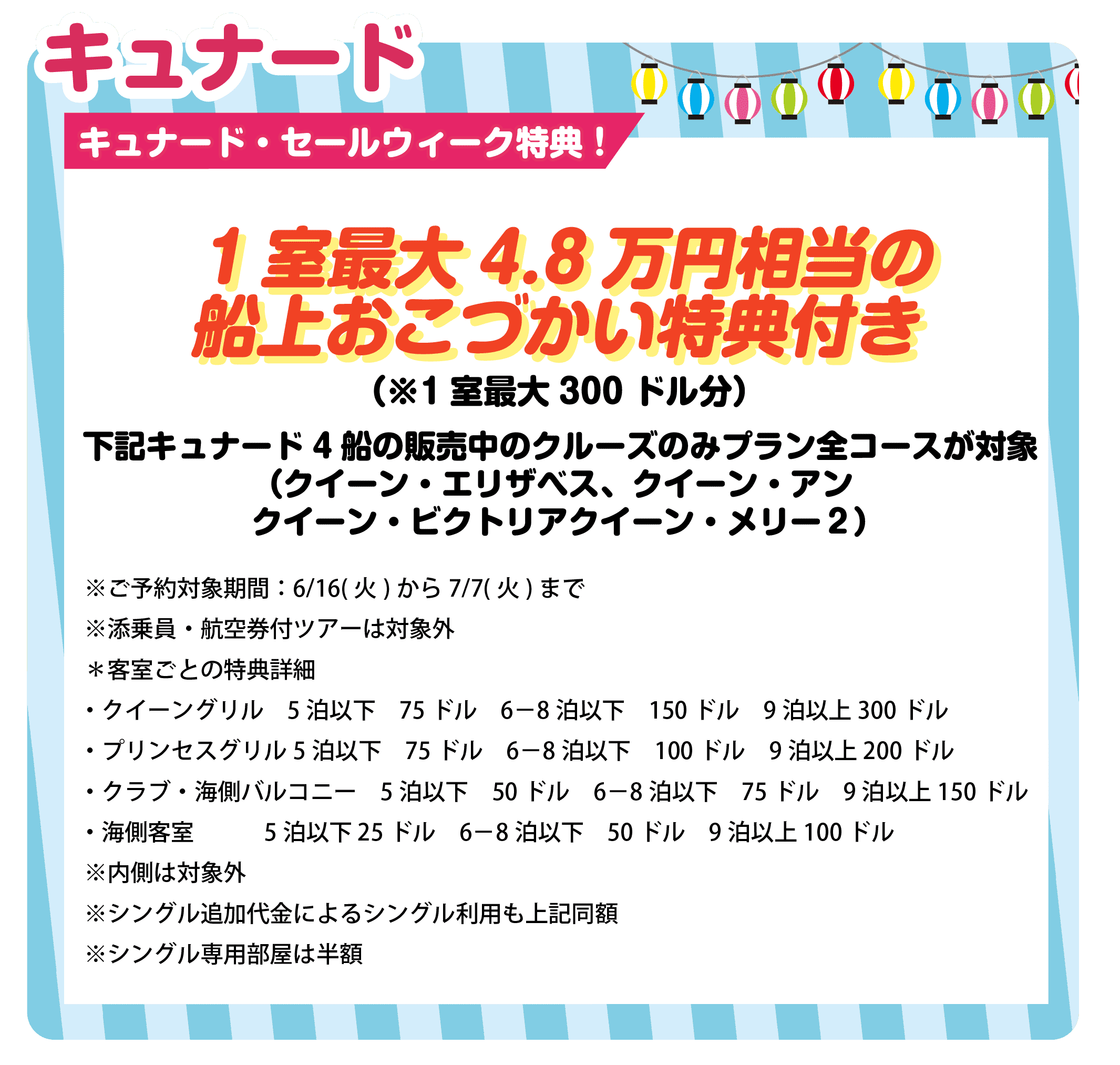 キュナード特典