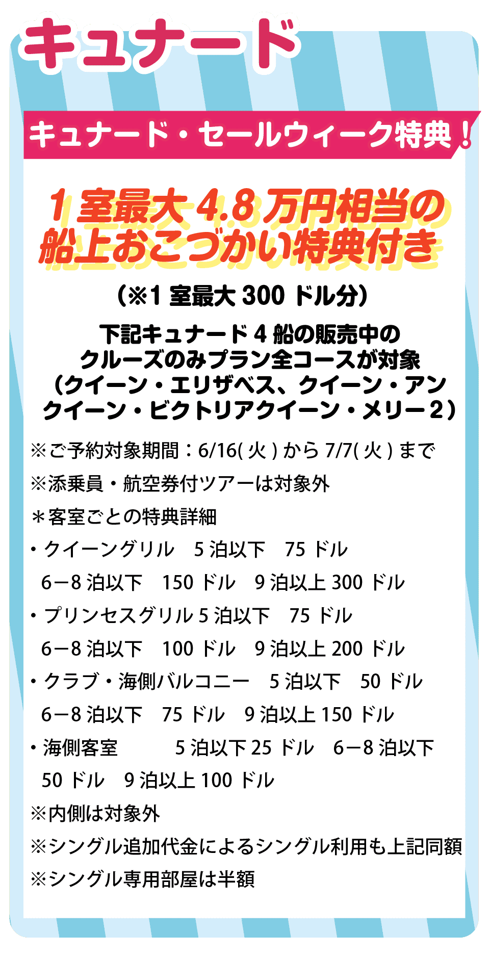 キュナード特典
