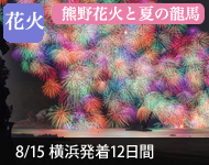 【2019年2/14より販売開始】 2020年ダイヤモンド・プリンセスで行く 熊野大花火と夏の龍馬の夢の跡巡り 9日間(M029) -横浜発着- (船会社リピーター割引・日本人スタッフ多数乗船)【オンライン予約可】