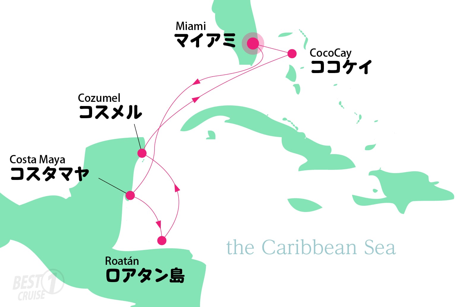 アイコン・オブ・ザ・シーズ号で巡る　西カリブ海　航路図